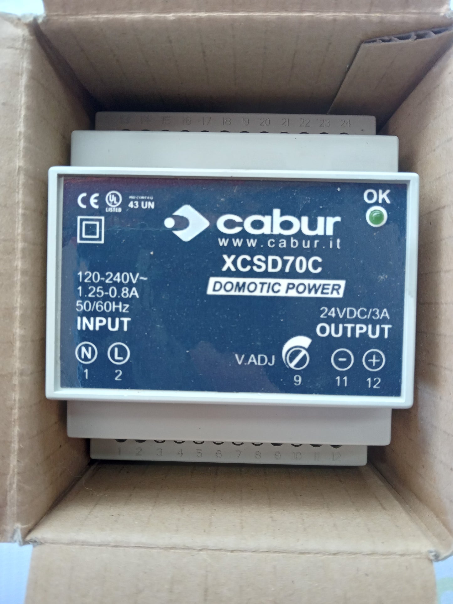 Cabur XCSD70C Switching Power Supply – 24VDC / 3A