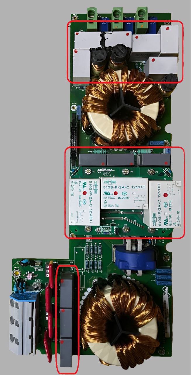 E031, W003 AC Filter Board Repair Kit for ABB Aurora Fimer Trio 20.0kW & 27.6kW Inverters | 6 ISKRA or ICARCapacitors, New Relays