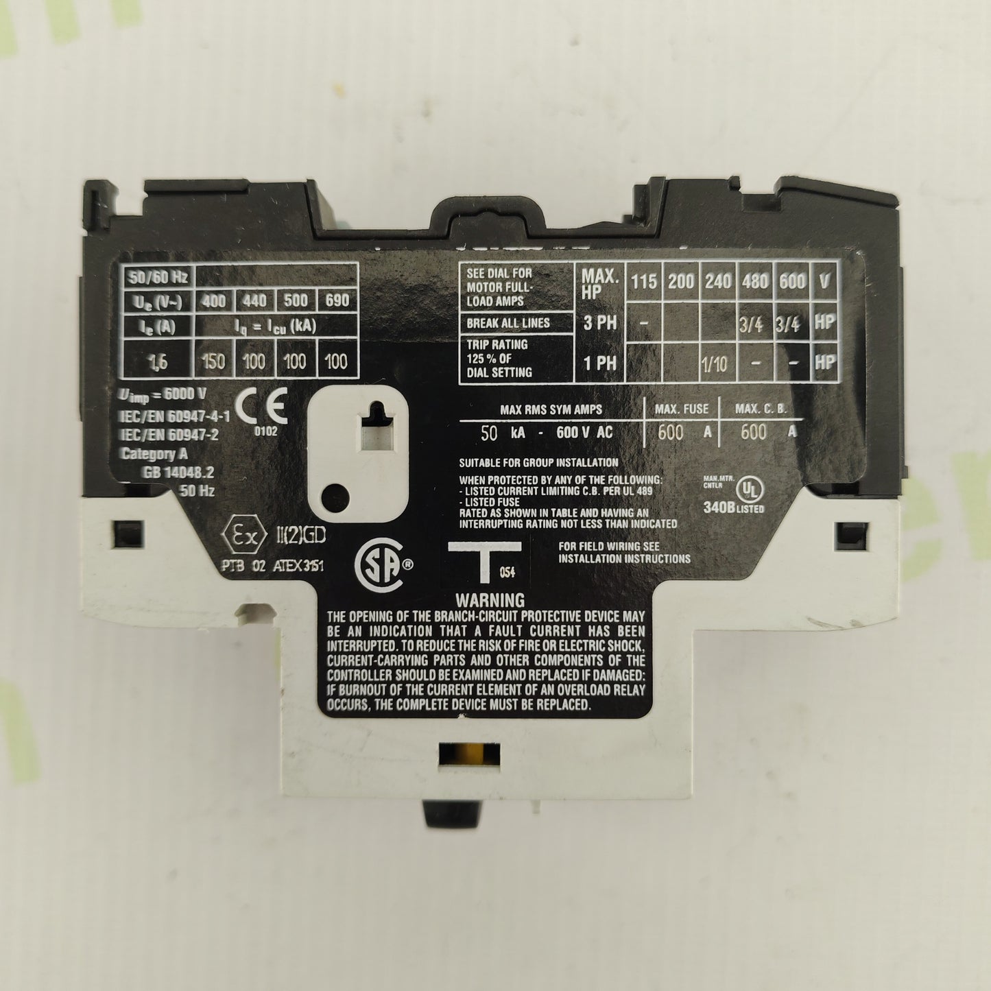 Moeller PKZM0-1,6-T Motor Protection Circuit Breaker | 1.6 A | IEC/EN 60947-2 | 50 kA | ATEX Certified