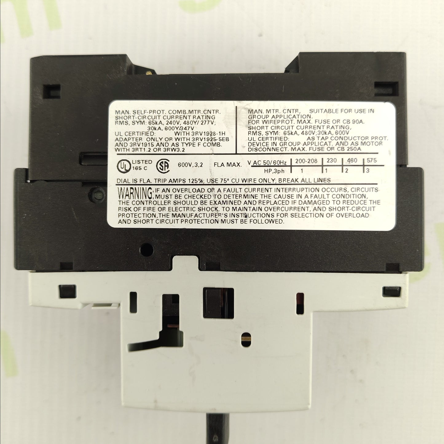 Siemens SIRIUS 3RV1021-1DA10 Motor Protection Circuit Breaker | 3.2 A | Class 10 | 42 A Max | Industrial Grade