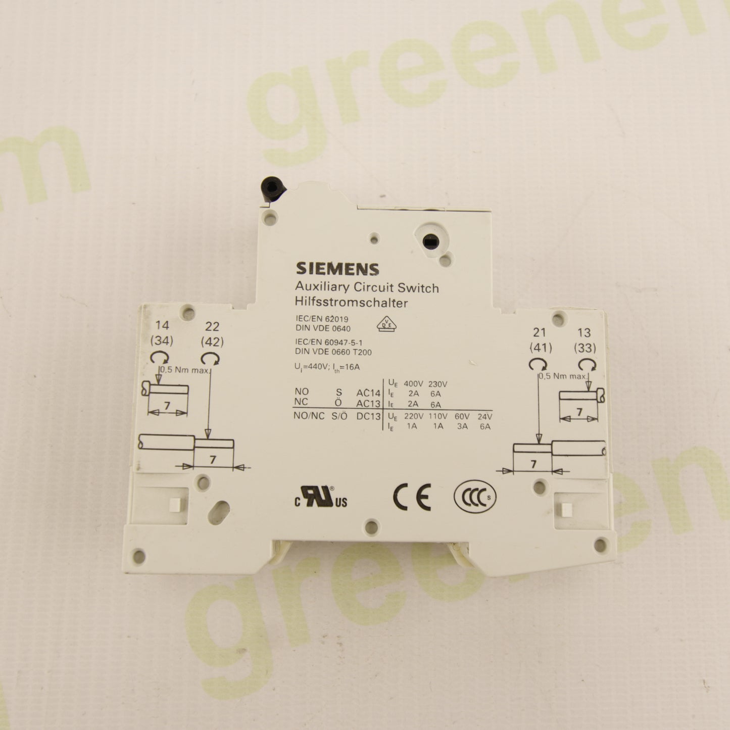 Siemens 5SY41 C1 + Siemens 5ST3010 AS – 1P 1A MCB with Auxiliary Contact | Curve C | 230/400V | 10kA