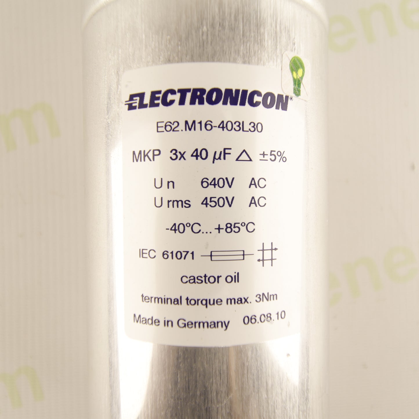 Electronicon E62.M16-403L30 – 3×40 µF 640 V AC Three-Phase MKP Power Capacitor