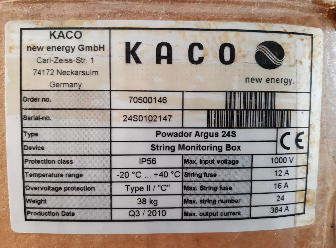 Kaco Argus 24S String Monitoring Box 1000v 384a ФОТОВОЛТАИЧНА СТРУНОВА КУТИЯ