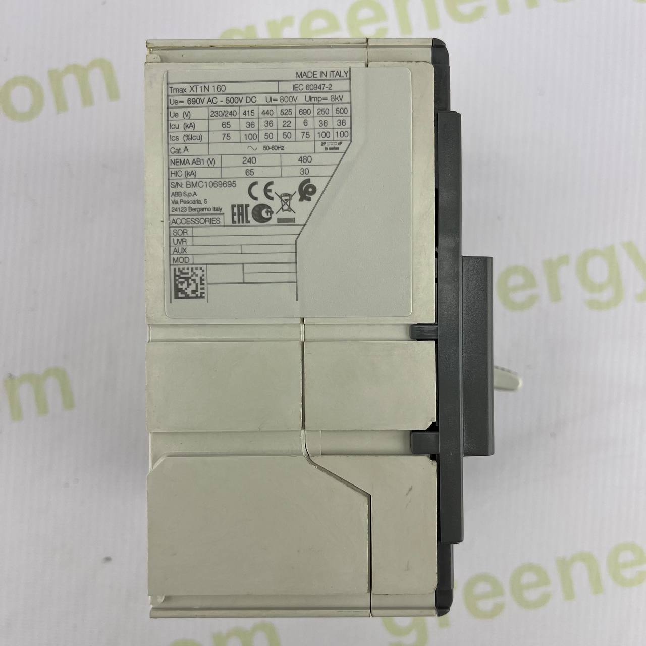 ABB SACE Tmax T1 D/PV 160 | 4-Pole Molded Case Circuit Breaker | 160A | 1100V DC | PV Applications | IEC 60947-2 | Made in Italy