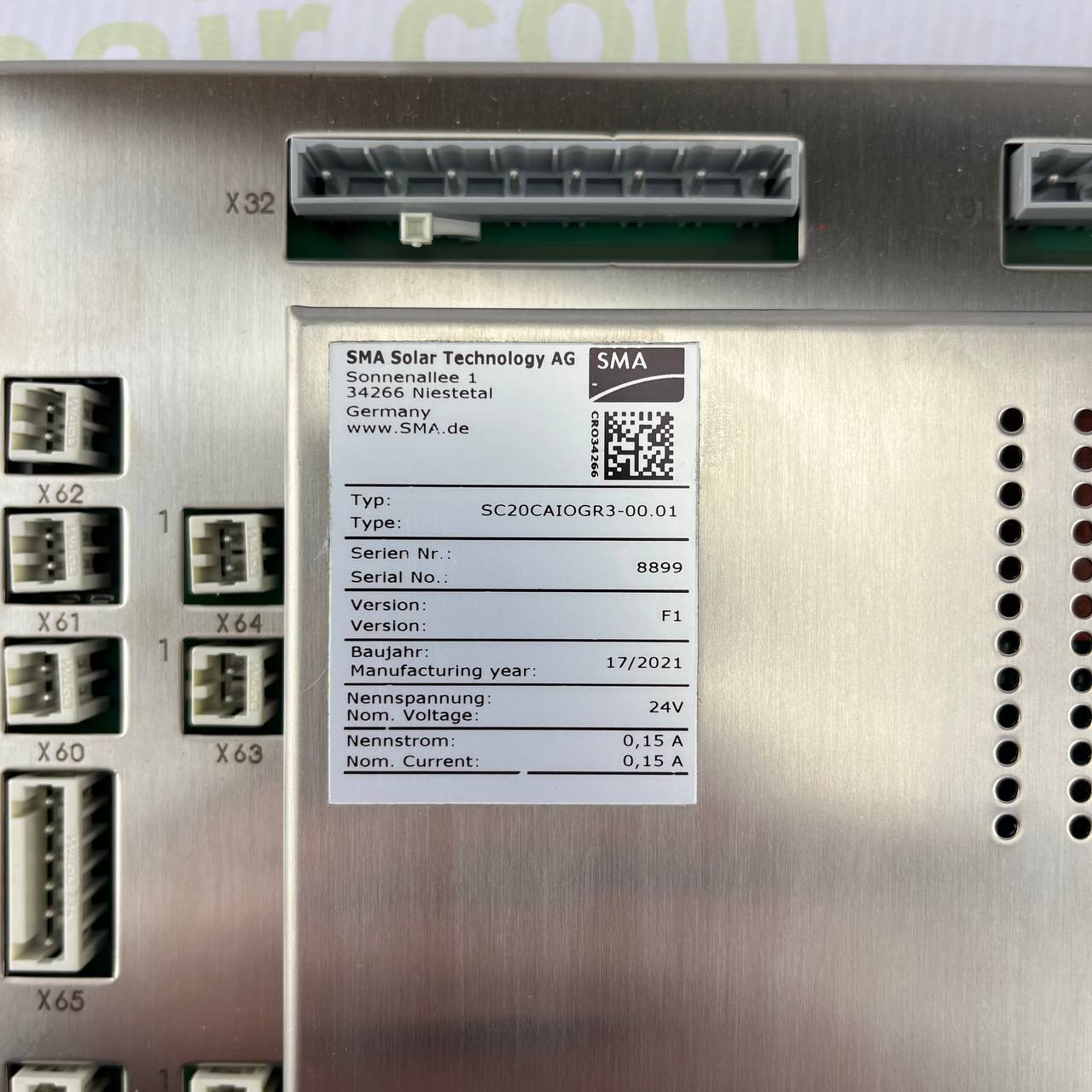 SMA SC20CAIOGR3-00.01 Industrial Control Board | 24V DC | Stainless Steel Enclosure | PV/SCADA Integration | Made in Germany