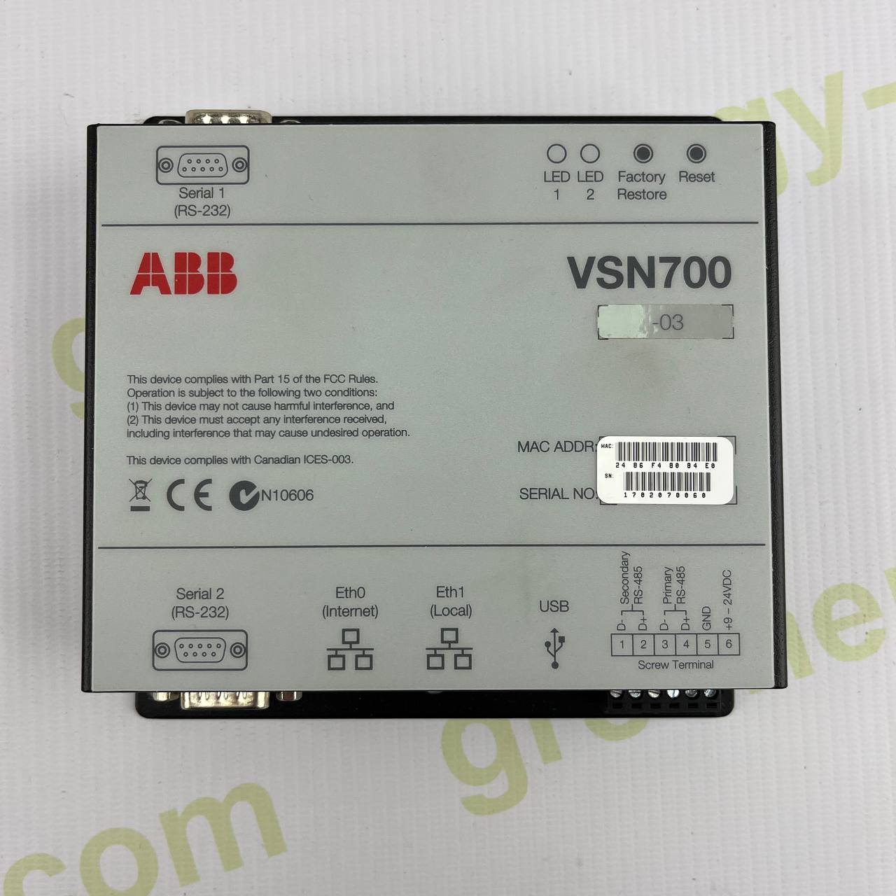 ABB VSN700-05-E0 Aurora Vision Controller | Smart PV Monitoring Gateway | Dual RS-232, Dual Ethernet, USB | 100–240V AC | Industrial-Grade Solar Data Logger