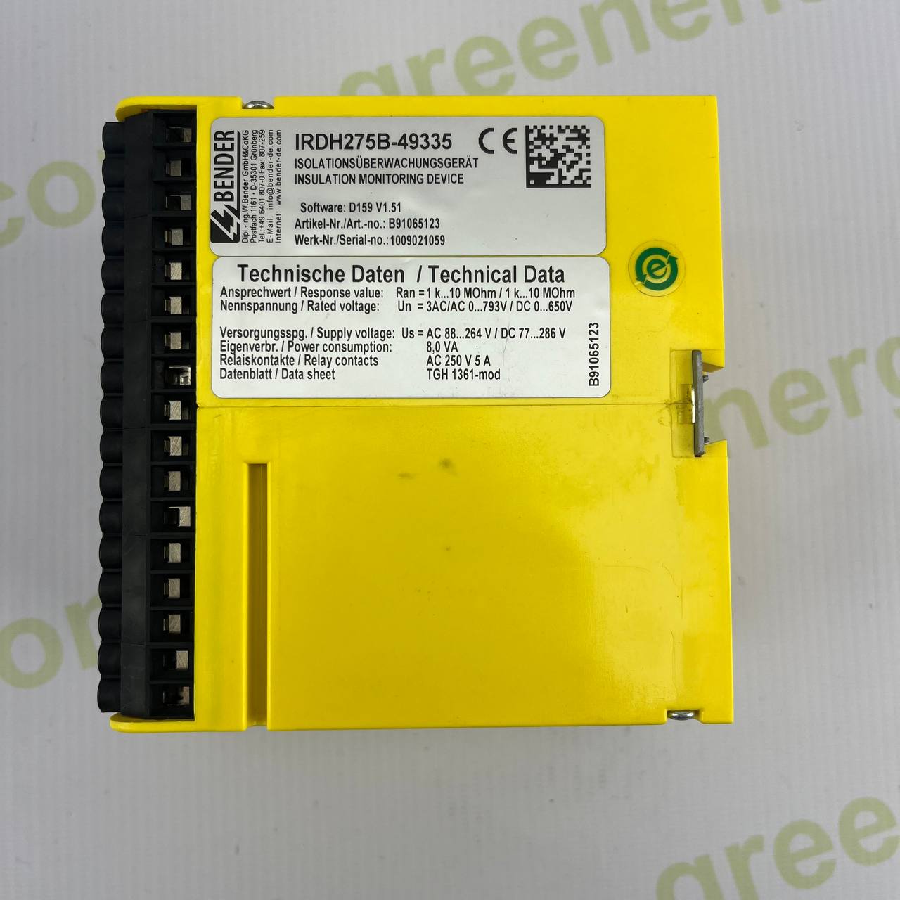 Bender IRDH275B Insulation Monitoring Device | Art. B91065133W | AC/DC IT Systems