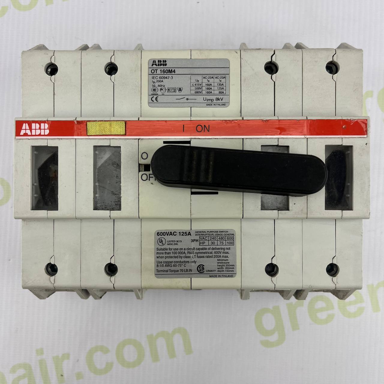 ABB OT160M4 Load Break Switch | IEC 60947-3 | 4-Pole | 160A | 600V AC