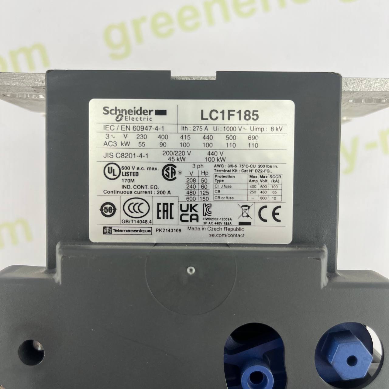 Schneider Electric LC1F185 TeSys Contactor | 3-Phase | Auxiliary Contacts LADN11