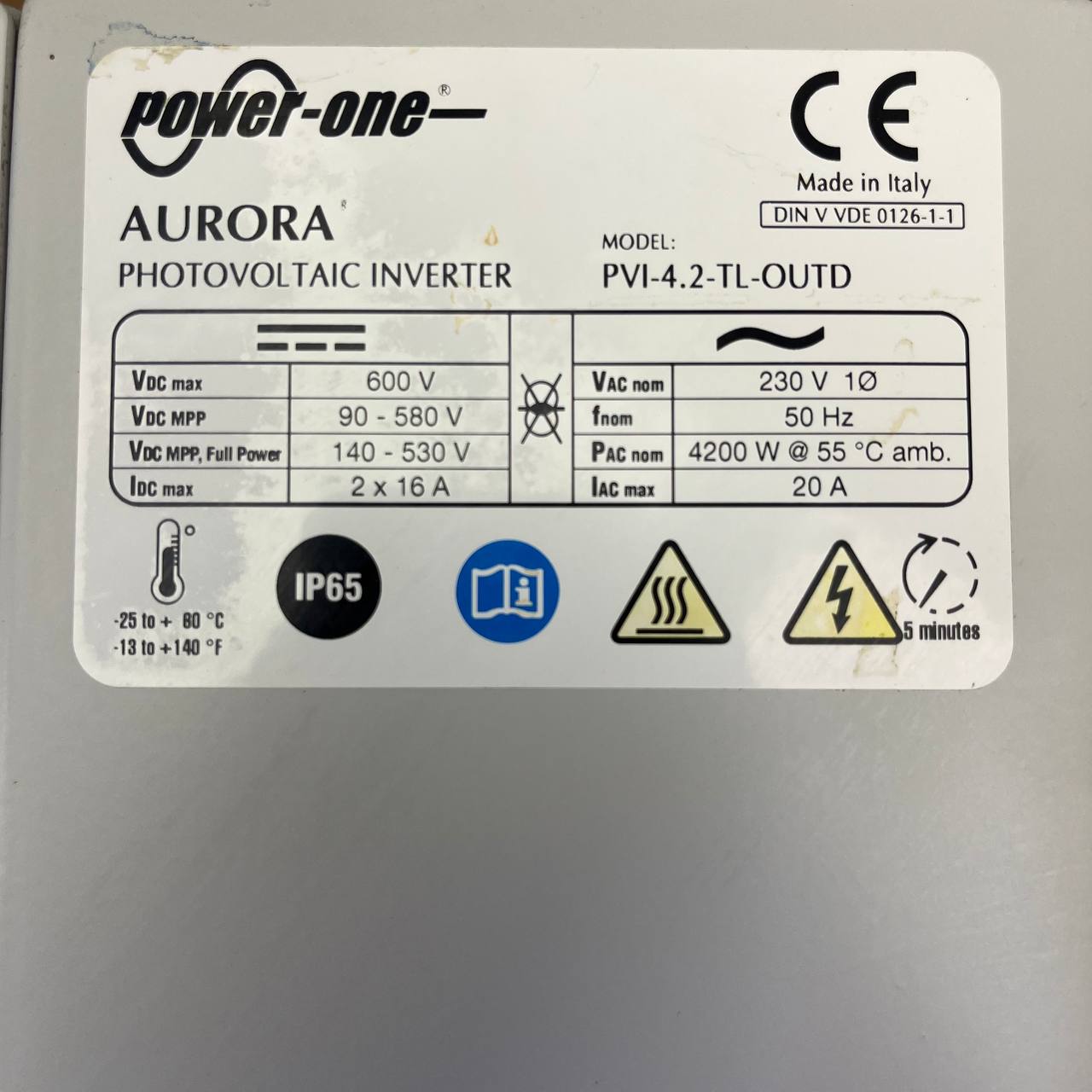 Power-One Aurora PVI-4.2-TL-OUTD Solar Inverter | 4.2 kW | Dual MPPT | IP65 Outdoor | Made in Italy