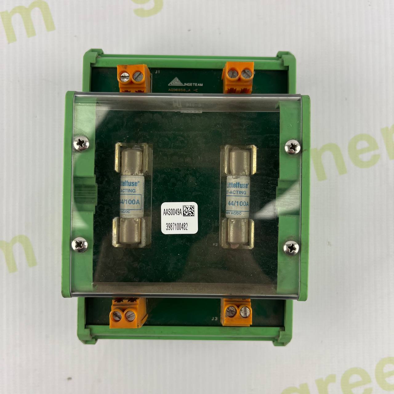 Ingeteam AS90049A Modular Fuse Protection Unit | 2-Channel | Littelfuse 44/100A | AC/DC | DIN-Rail | Transparent Cover