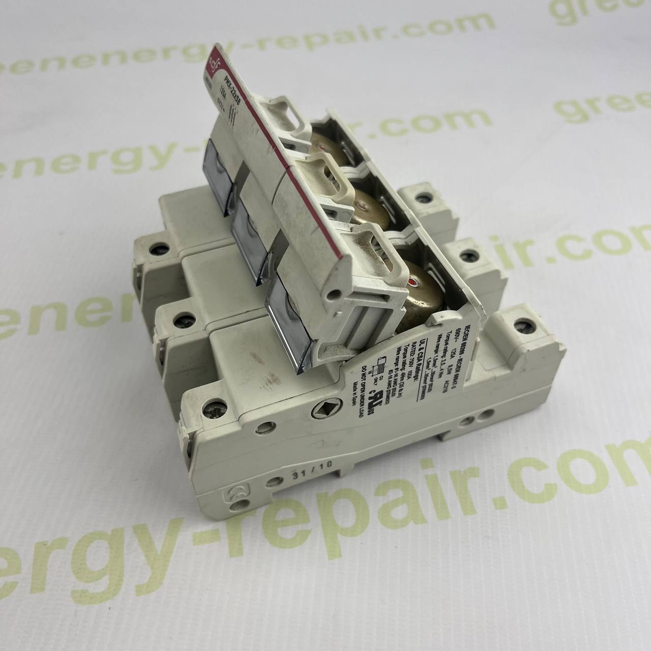 DF Electric PMX-22x58 3-Pole Fuse Holder | 125A | 690V AC | DIN Rail | 22×58 mm | Made in Spain