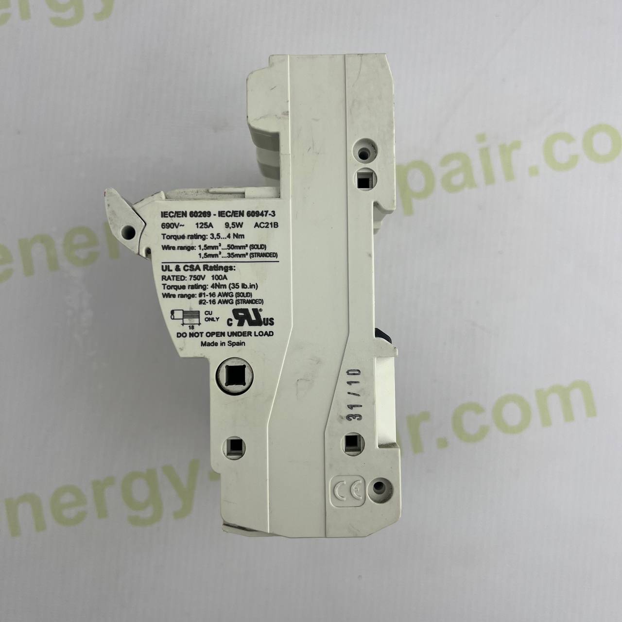 DF Electric PMX-22x58 3-Pole Fuse Holder | 125A | 690V AC | DIN Rail | 22×58 mm | Made in Spain