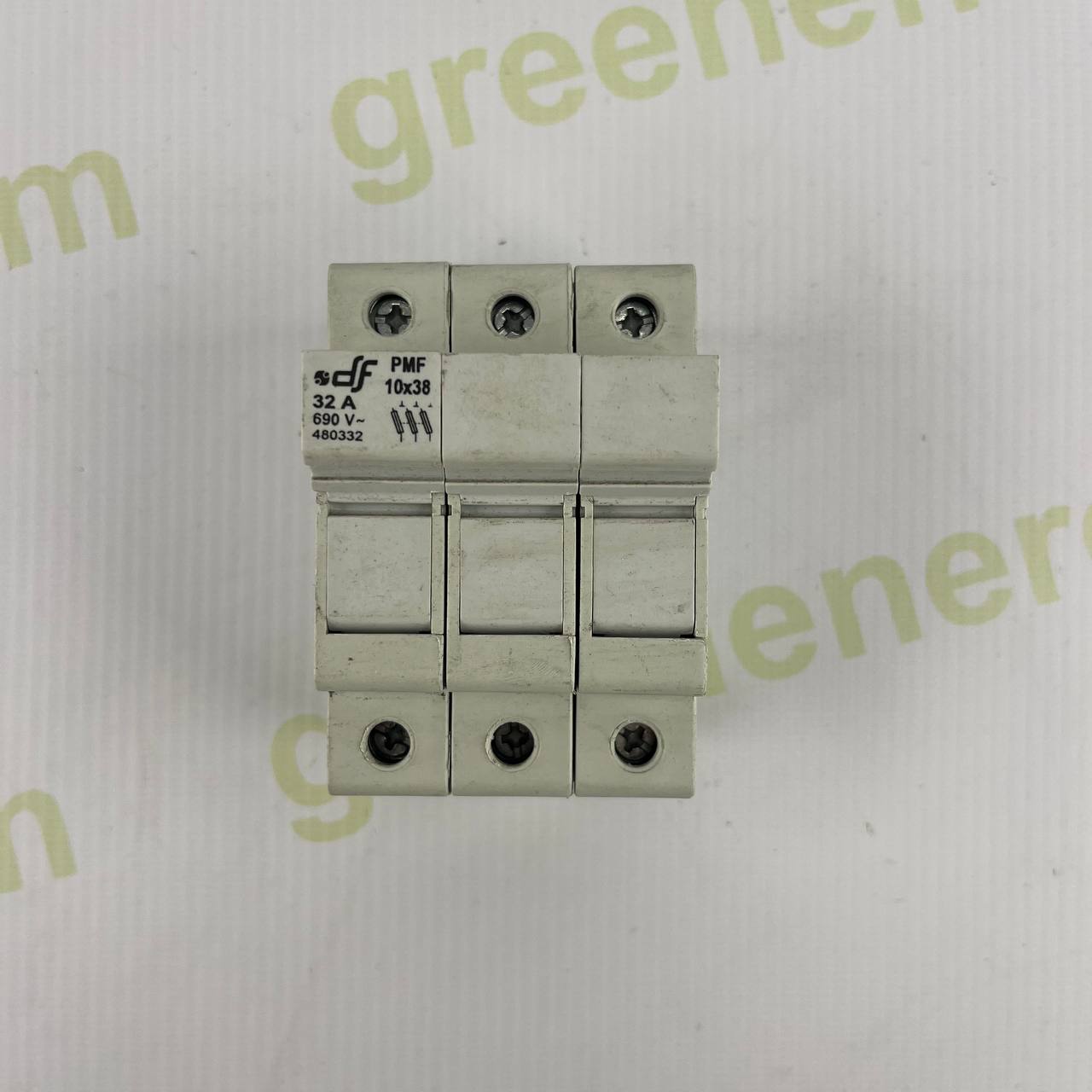 DF Electric PMF 10x38 3-Pole Fuse Holder | 32A | 690V AC | DIN Rail | IEC/EN 60269