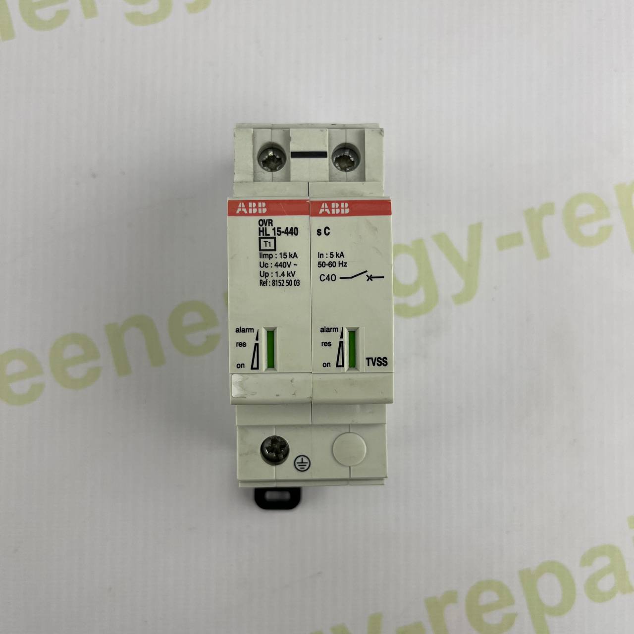ABB OVR HL15-440 + C40 TVSS | Type 1+2 Surge Protection Device with Circuit Breaker | 440V AC | 15kA Iimp | DIN Rail Mount