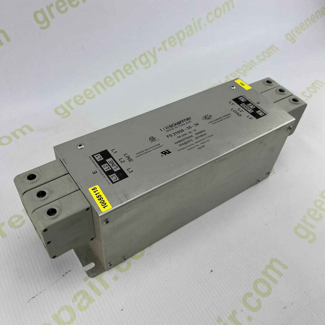 Schaffner FS 21858-55-34 EMI Filter | 3-Phase | 55A | 480V/275V AC