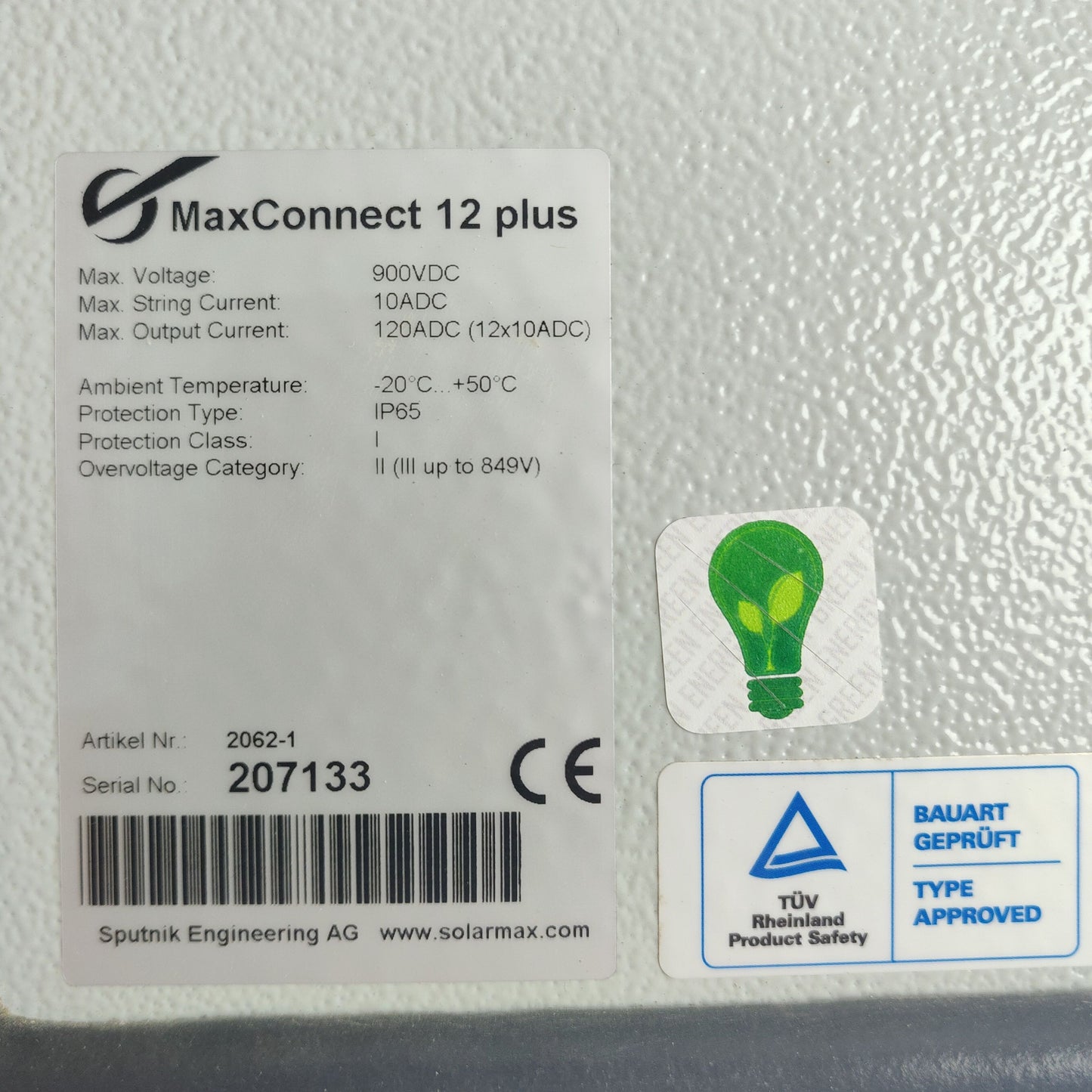 SolarMax MaxConnect 12 Plus | DC Combiner Box | 12 Inputs | 900 VDC | IP65 | Made in Switzerland