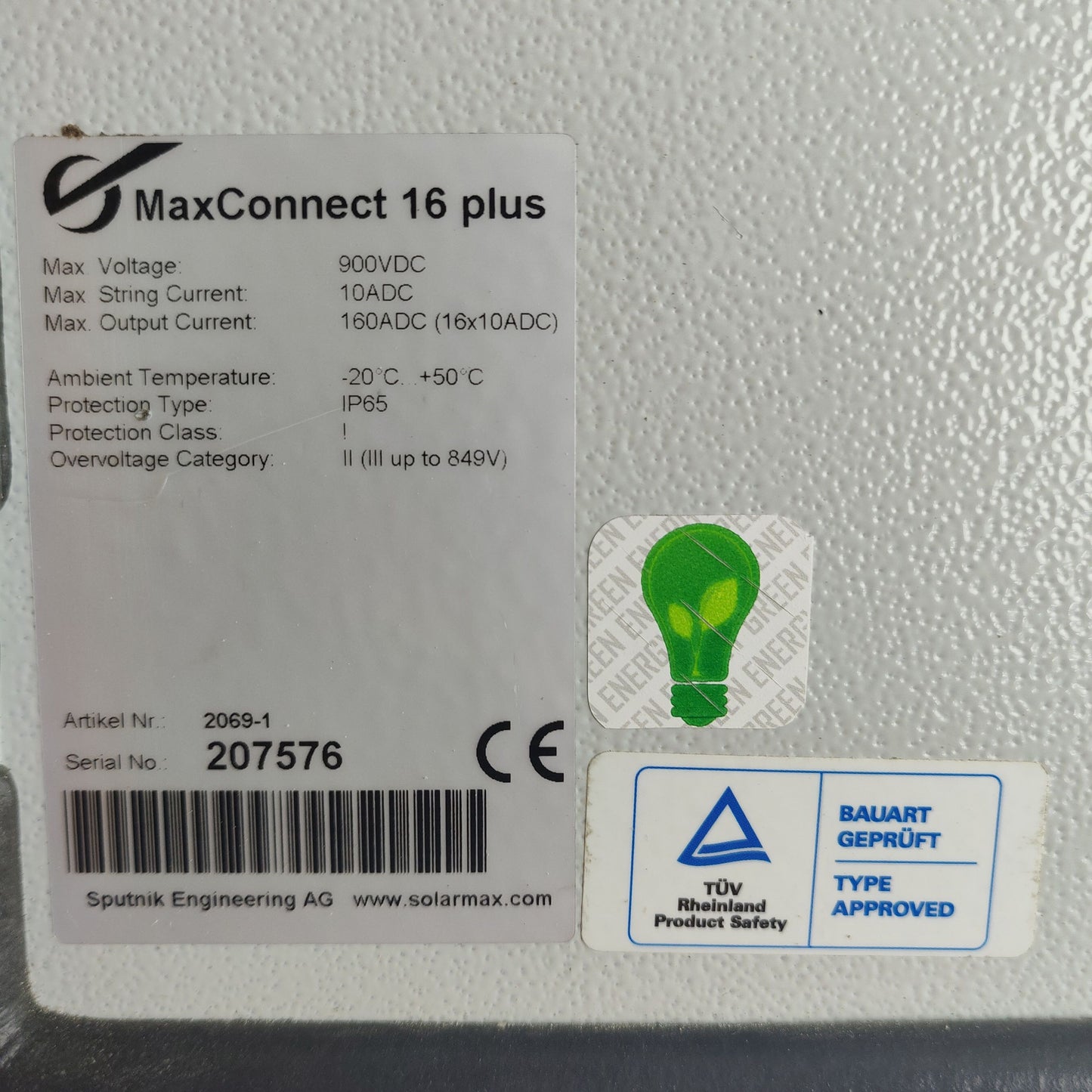 SolarMax MaxConnect 16 Plus | DC Combiner Box | 16 Inputs | 900 VDC | IP65 | Made in Switzerland