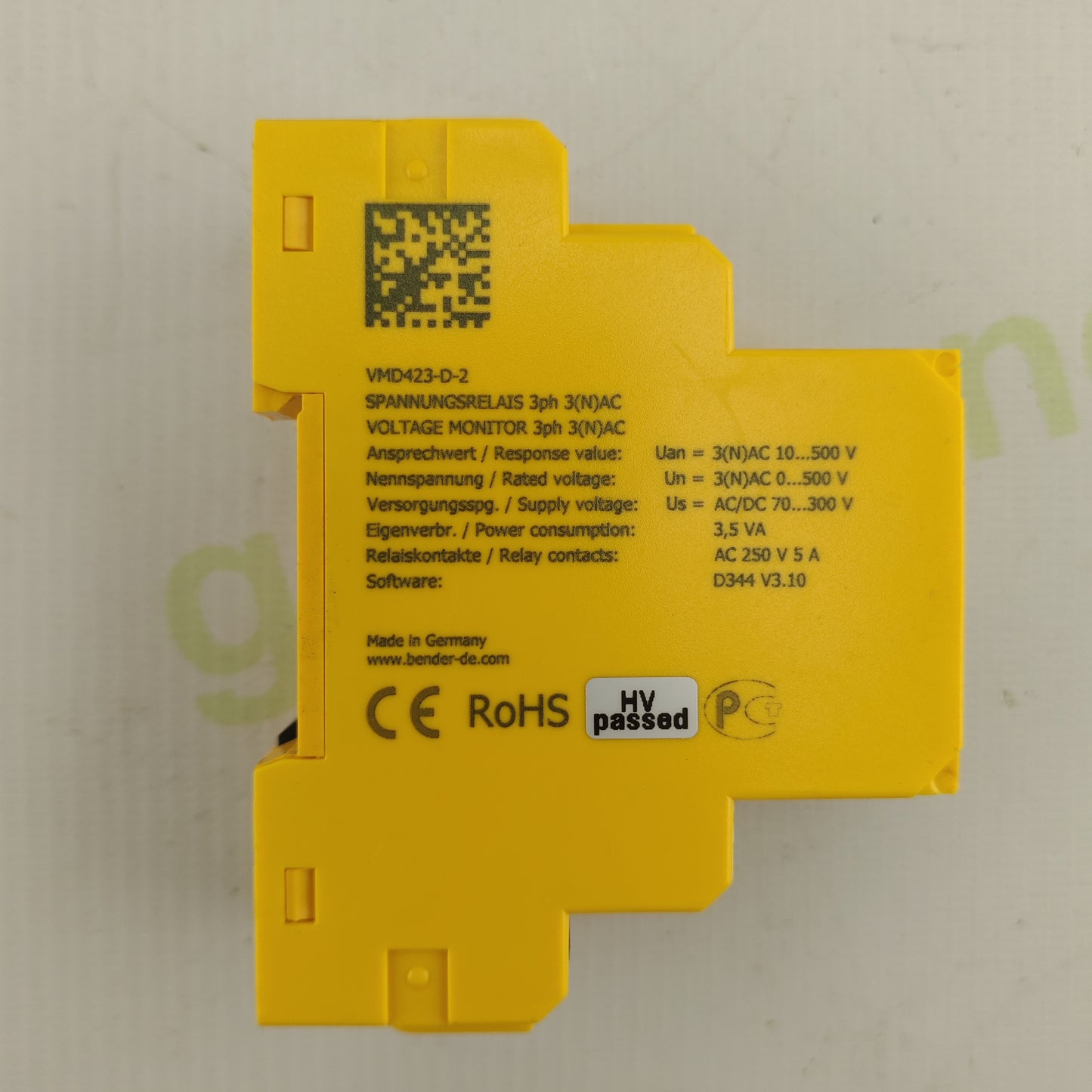 Bender VMD423-D-2 | 3-Phase Voltage Monitoring Relay | 10–500V | DIN Rail | Made in Germany