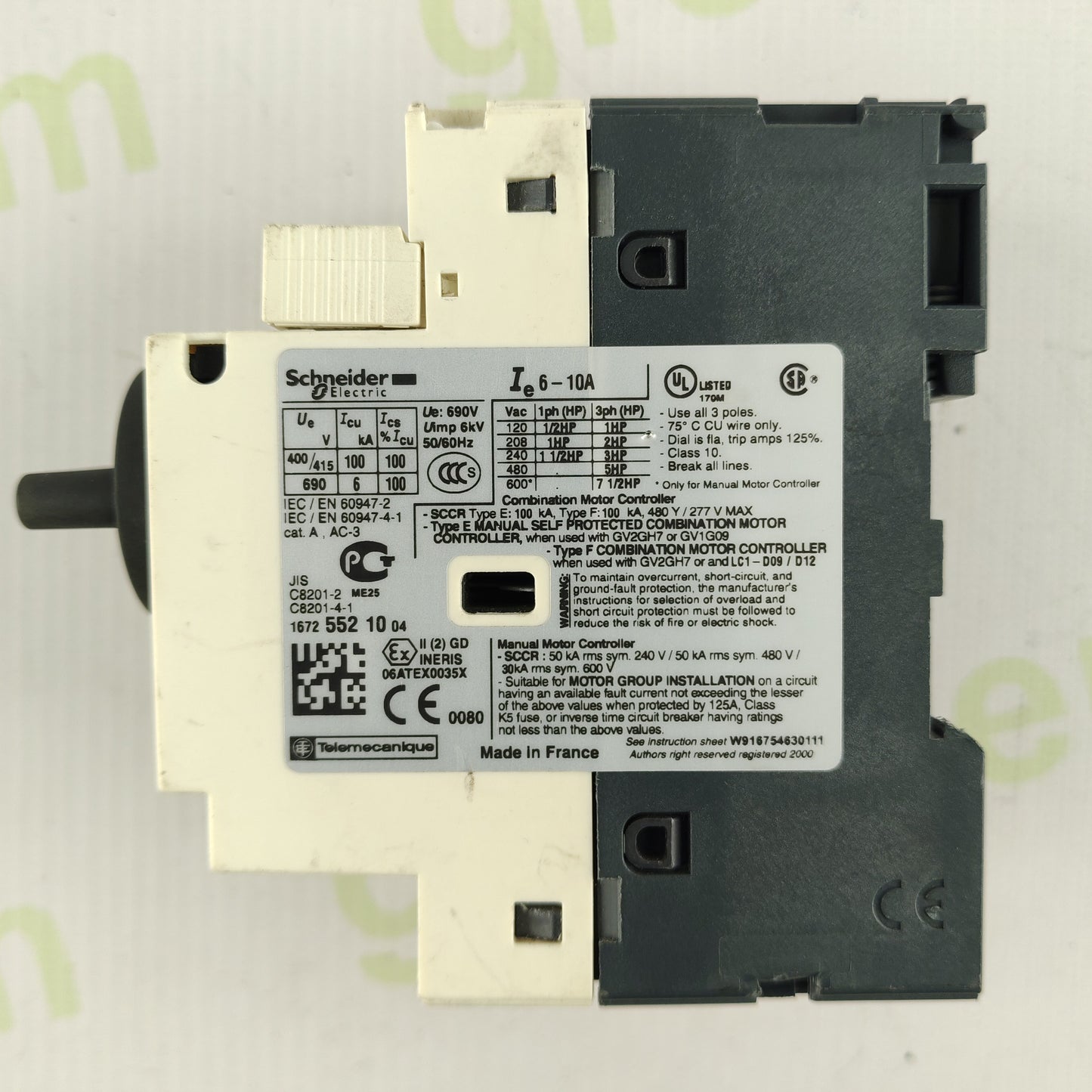 Schneider GV2-P14 Motor Circuit Breaker | 6–10 A | Thermal-Magnetic Protection