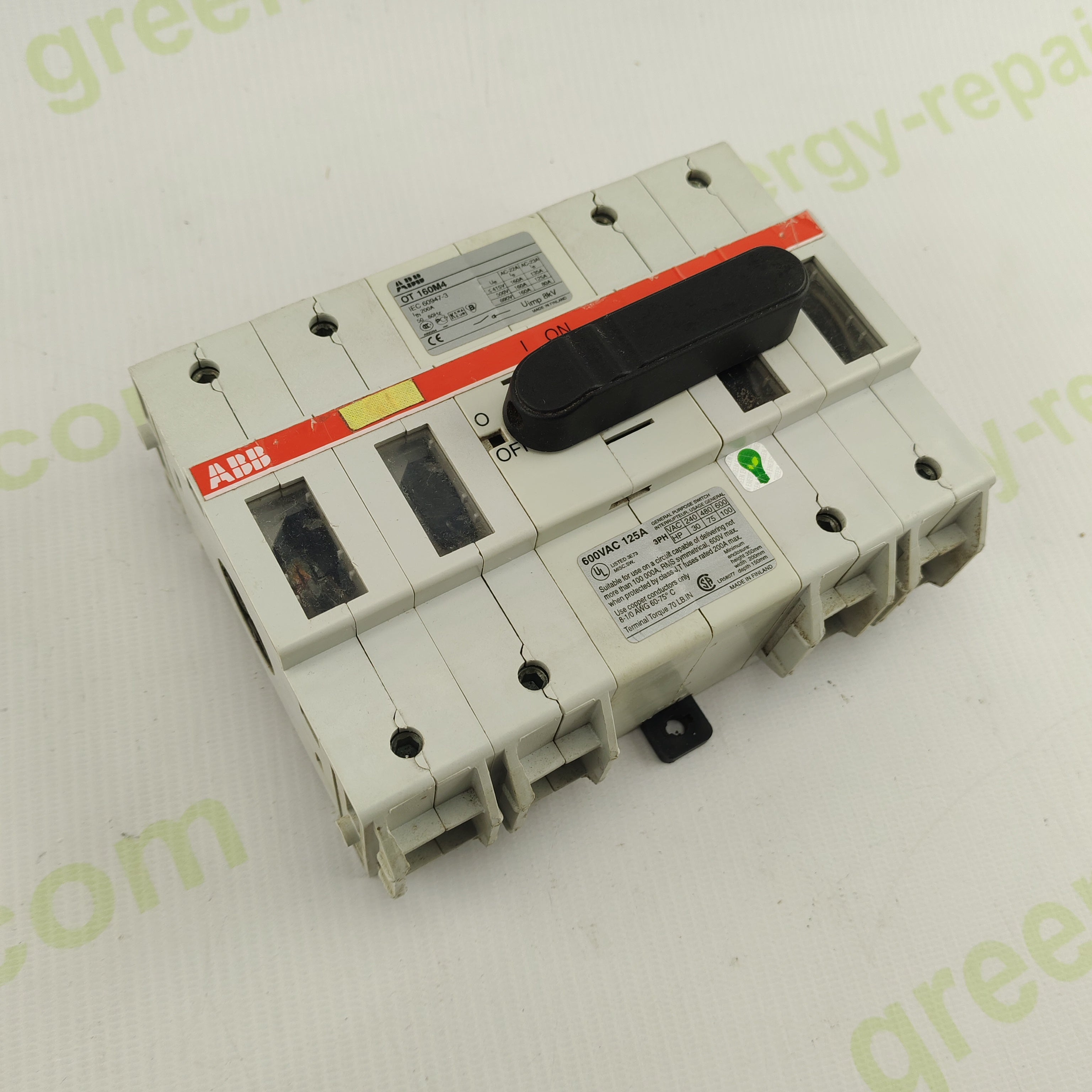 ABB OT160M4 Load Break Switch IEC 60947 3 4 Pole 160A 600V AC abb-ot160m4-load-break-switch-iec-60947-3-4-pole-160a-600v-ac