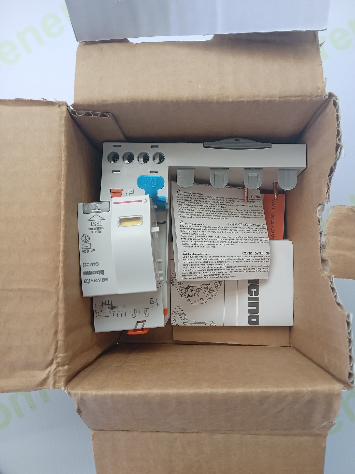 BTicino G44AC32 Residual Current Module 4P 32A 300mA Type A DIN