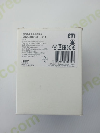 ETI DIFO-2 RCBO 6-32A 300mA Type A Circuit Breaker with RCD 230V