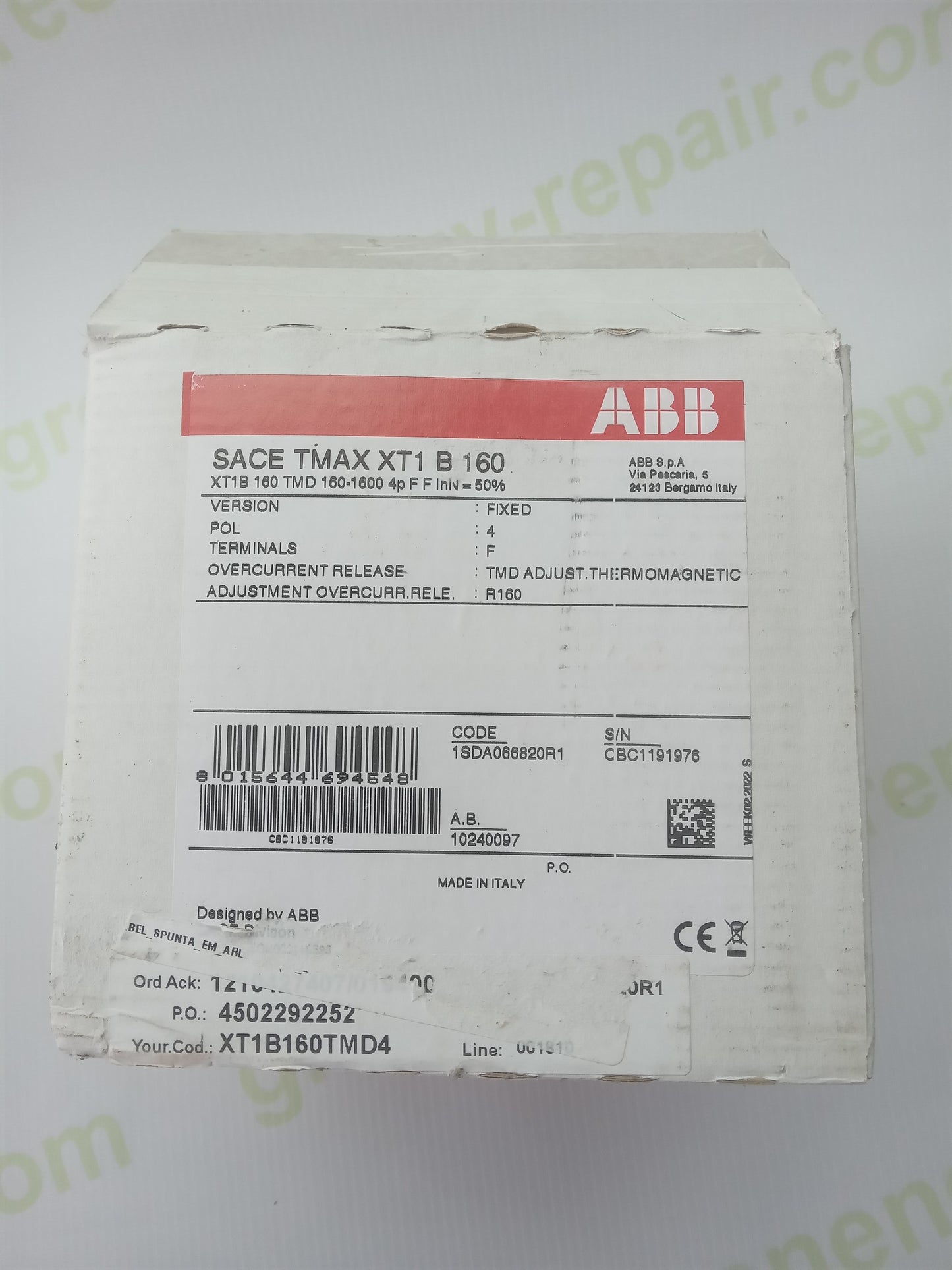 ABB SACE Tmax XT1B 160 4P 160A MCCB Circuit Breaker XT1B160TMD4