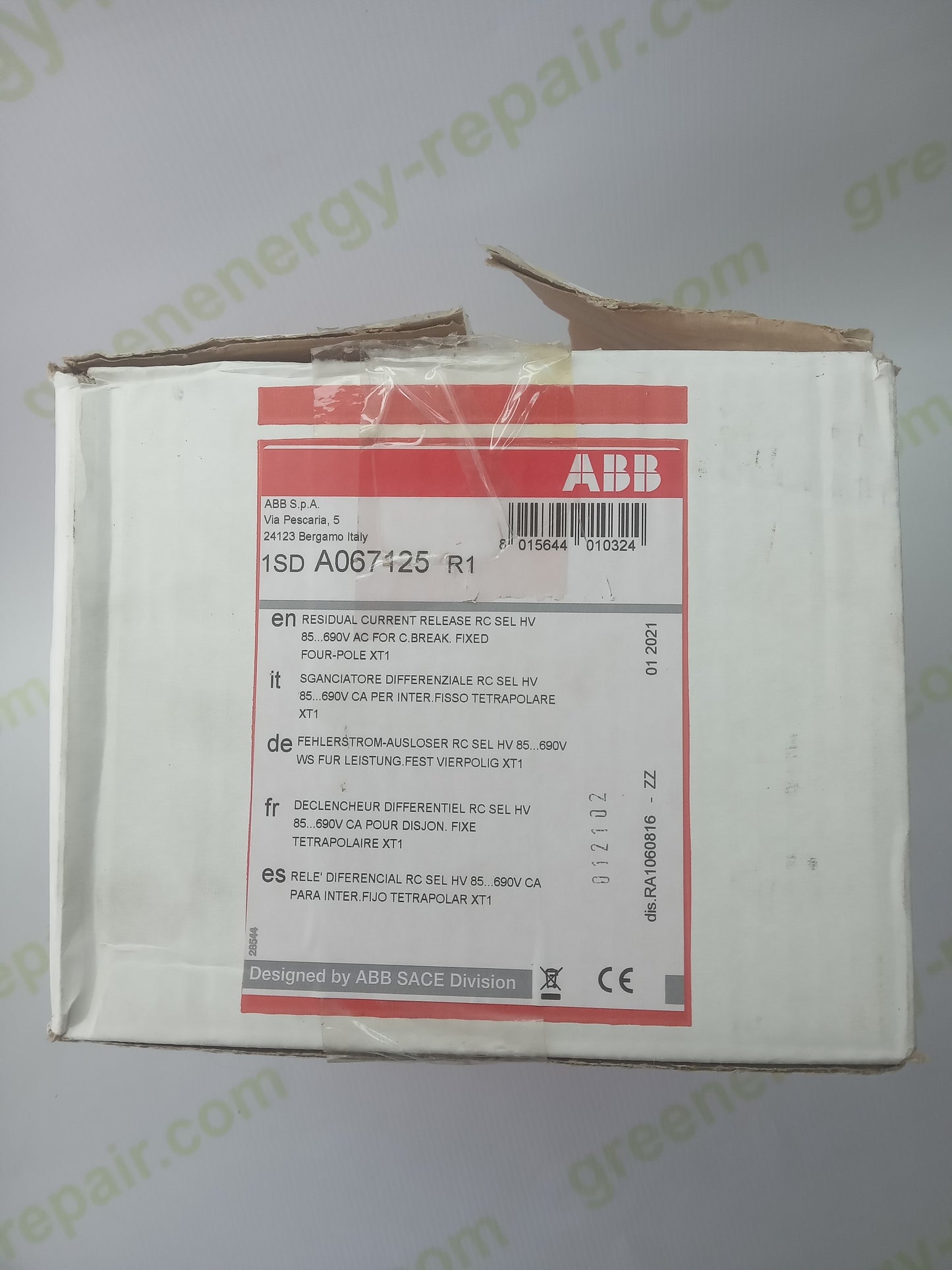 ABB 1SD A067125 R1 RC SEL HV — Residual Current Protection Module for XT1, 4P, 85–690V AC