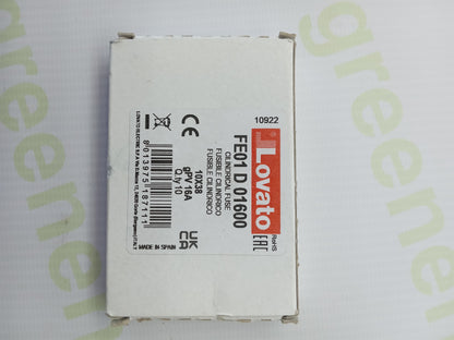 Lovato FE01D01600 Cylindrical Fuse 10x38 gPV 16A 1000VDC