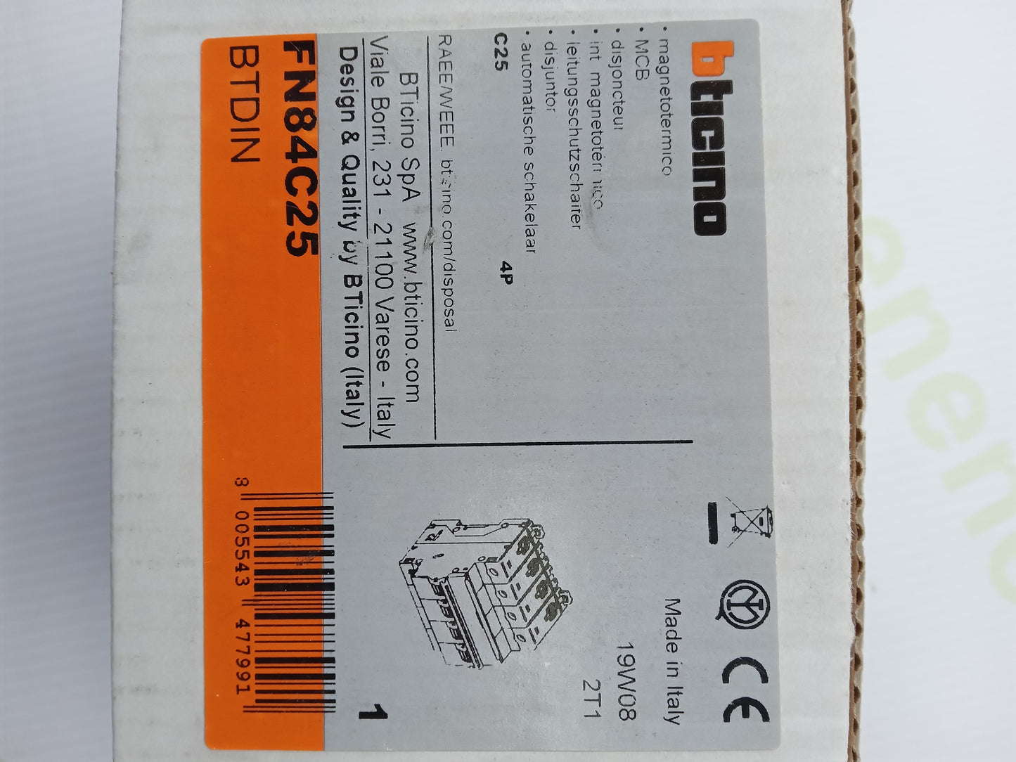 BTicino FN84C25 BTDIN 4P C25 Miniature Circuit Breaker