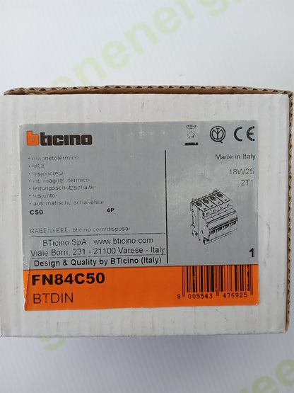 BTicino FN84C50 BTDIN 4P C50 Miniature Circuit Breaker