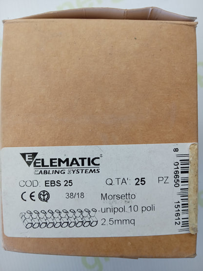 ELEMATIC EBS 25 — 10-Pole Terminal Block 2.5 mm² (25 pcs)