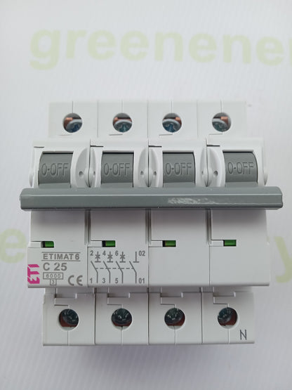 ETI ETIMAT 6 C25 3P+N Miniature Circuit Breaker (002146518)