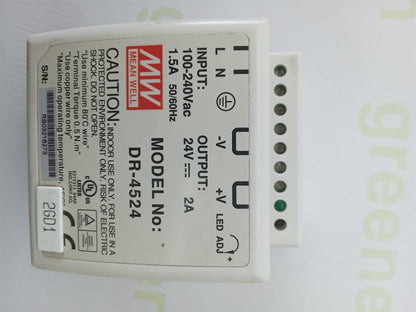 Mean Well DR-4524 DIN Rail Power Supply 24V DC 2A