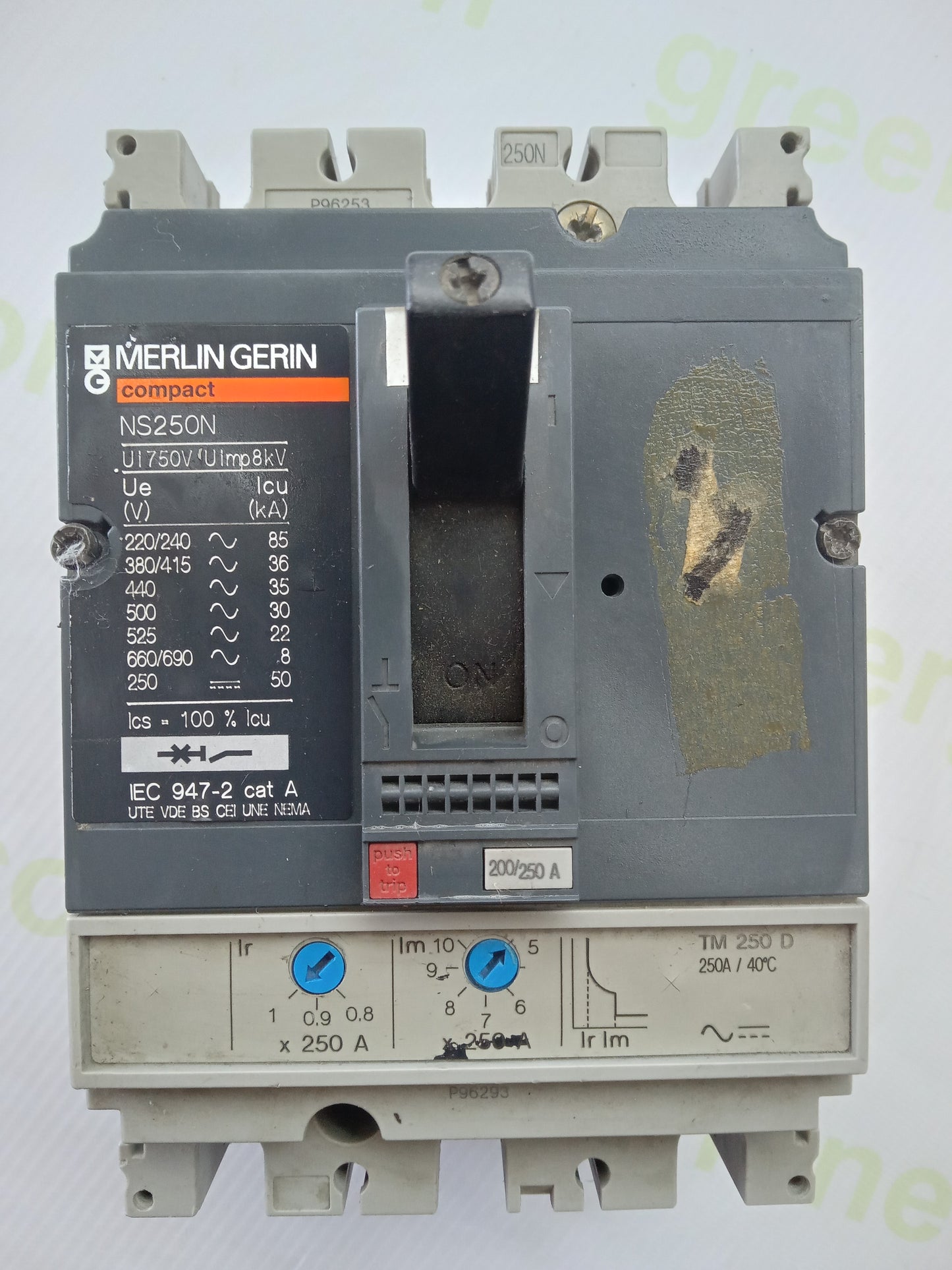 Merlin Gerin Compact NS250N TM250D Molded Case Circuit Breaker (MCCB) – Used