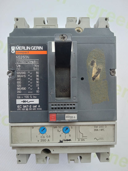 Merlin Gerin Compact NS250N TM250D Molded Case Circuit Breaker (MCCB) – Used