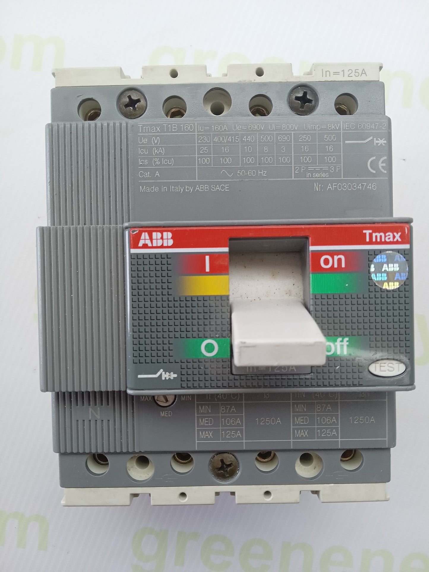 ABB Tmax T1B 160 MCCB Circuit Breaker 125A – Used