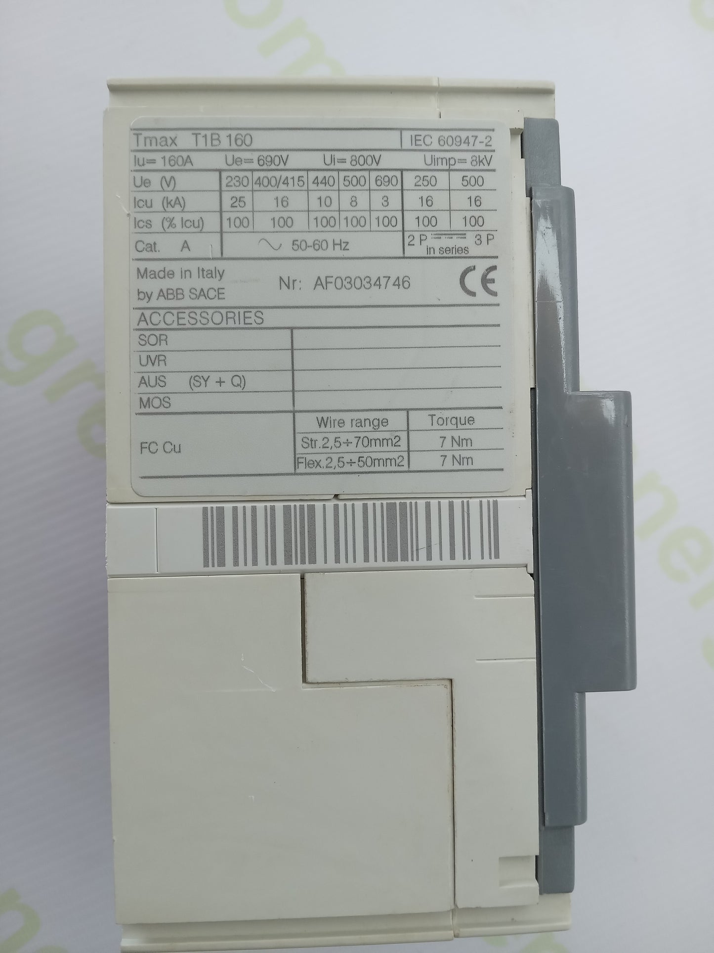 ABB Tmax T1B 160 MCCB Circuit Breaker 125A – Used