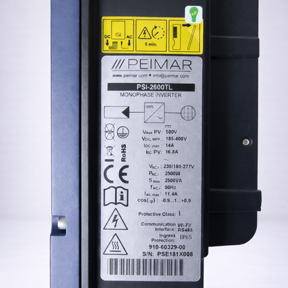 Peimar PSI-2600TL – 2.5kW Single-Phase Solar Inverter | 230V AC | MPPT 185–400V | IP65 | WiFi / RS485 | 2500W AC