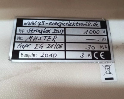 stringbox 1000v pattern 30kVa 3A 2010