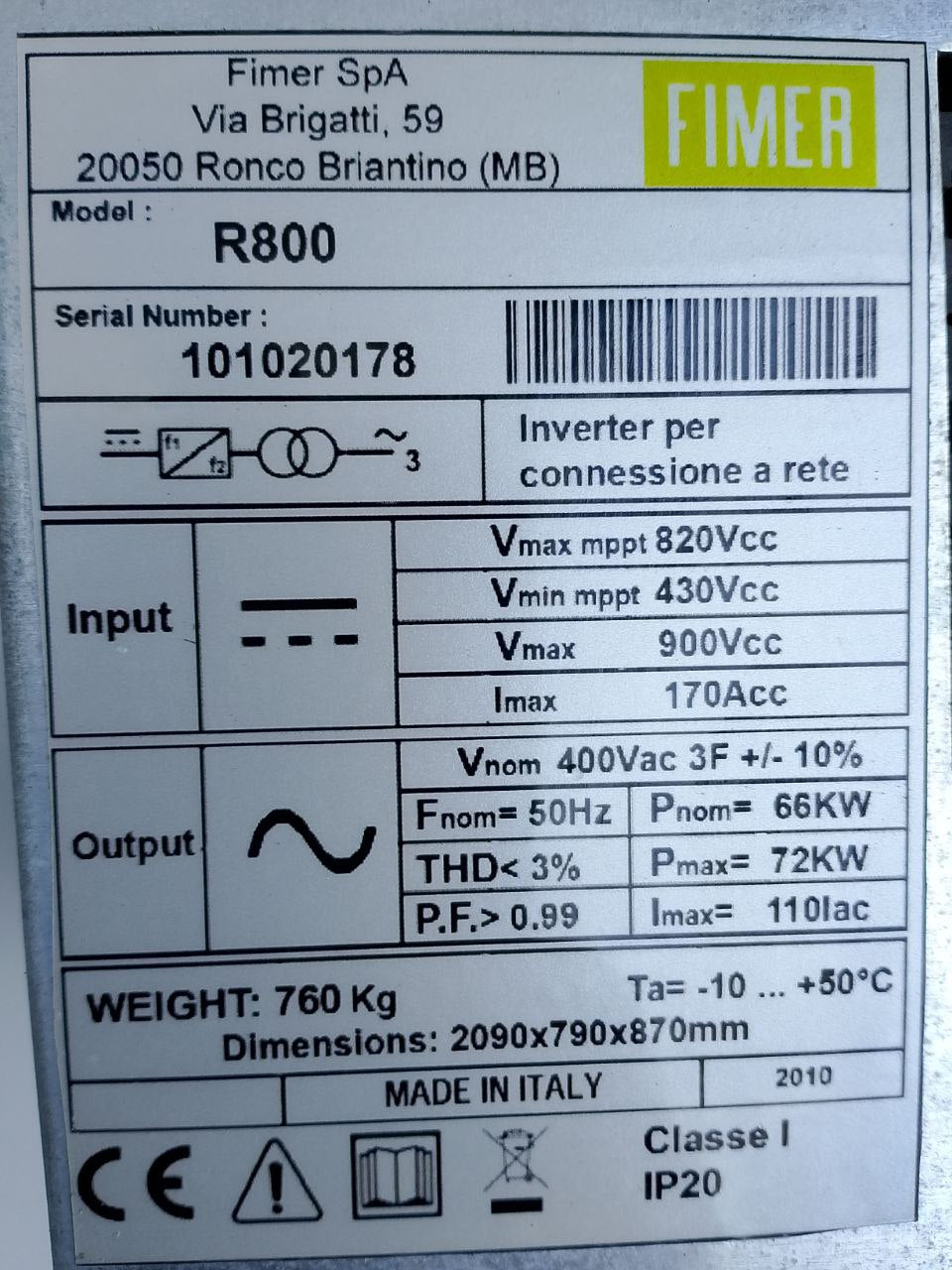 Monitoring board from inverter Fimer R800