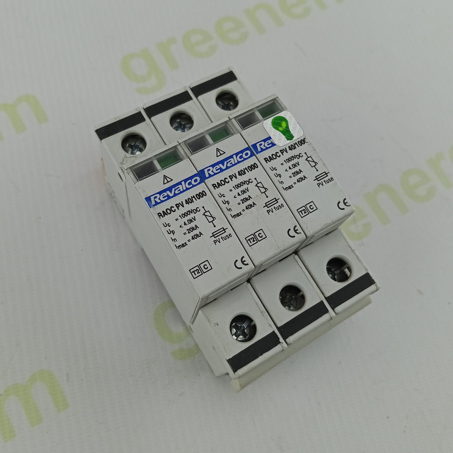 Revalco RAOC PV 40/1000 Type 2 Surge Protection Device | 1000 VDC | 40 kA | 3-Pole PV SPD with Signal Contact