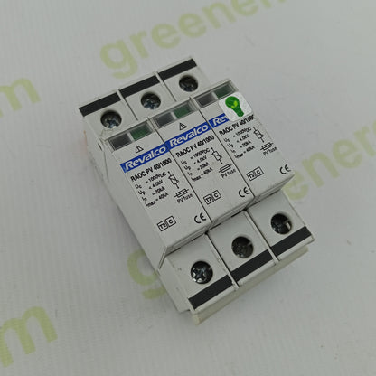 Revalco RAOC PV 40/1000 Type 2 Surge Protection Device | 1000 VDC | 40 kA | 3-Pole PV SPD with Signal Contact
