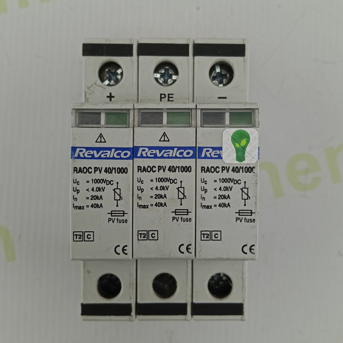 Revalco RAOC PV 40/1000 Type 2 Surge Protection Device | 1000 VDC | 40 kA | 3-Pole PV SPD with Signal Contact
