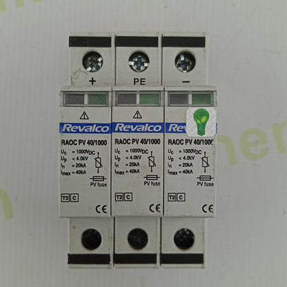 Revalco RAOC PV 40/1000 Type 2 Surge Protection Device | 1000 VDC | 40 kA | 3-Pole PV SPD with Signal Contact