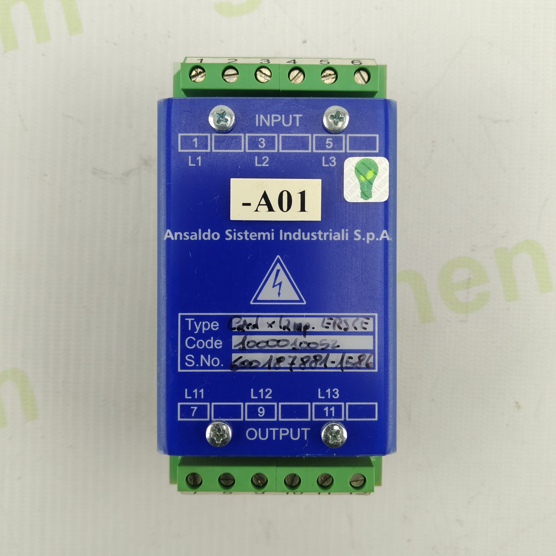 Ansaldo Sistemi Industriali Input/Output Line Filter Module | Type: ED ...