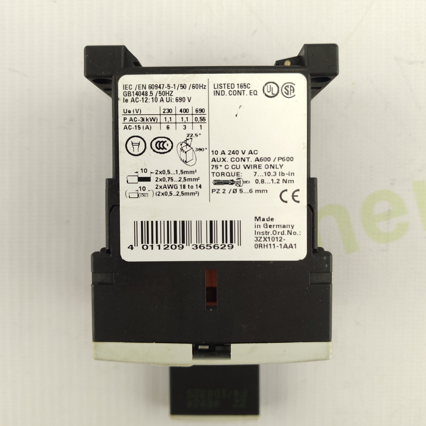 Siemens 3RH1122-1AN20 Auxiliary Contactor | 4 NO + 0 NC | 24V AC Coil | IEC Industrial Control Relay