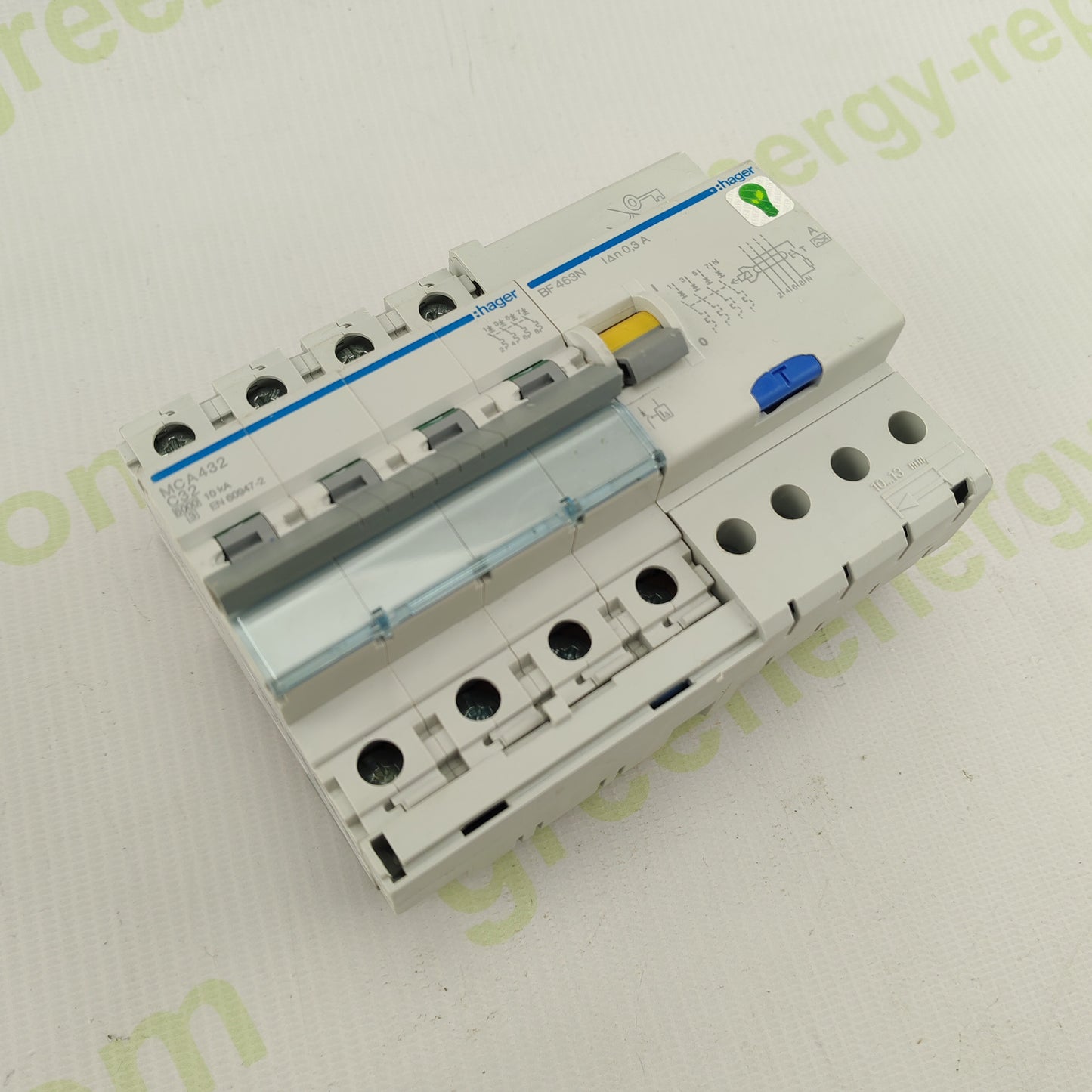 Hager MCA432 + BF463N | 4-Pole RCCB/MCB Assembly | C32 | 300 mA | Industrial Protection Module
