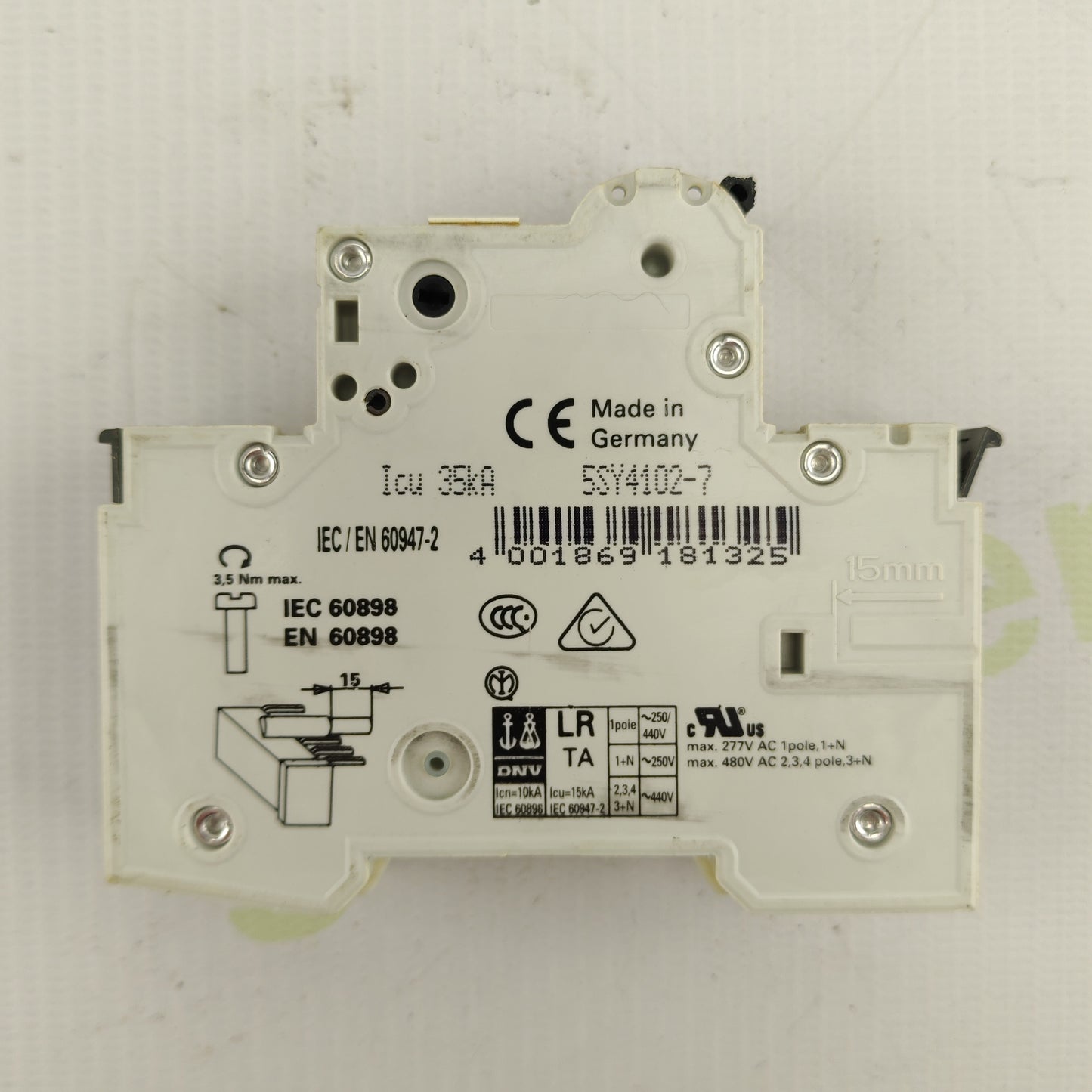 Siemens 5SY41 MCB | C2 Curve | 1-Pole | 2 A | Miniature Circuit Breaker | Original Siemens Protection Device